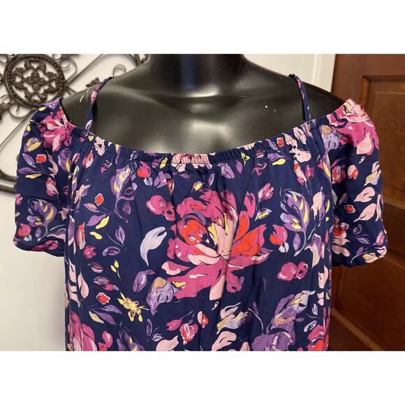 2X Grayson Threads Floral Multi-Color Off Shoulder Adjustable Strap Womens Top - Picture 6 of 11